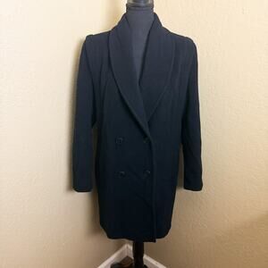 Vintage Forecaster of Boston Black Wool Blend Double Breasted Coat Women's 6